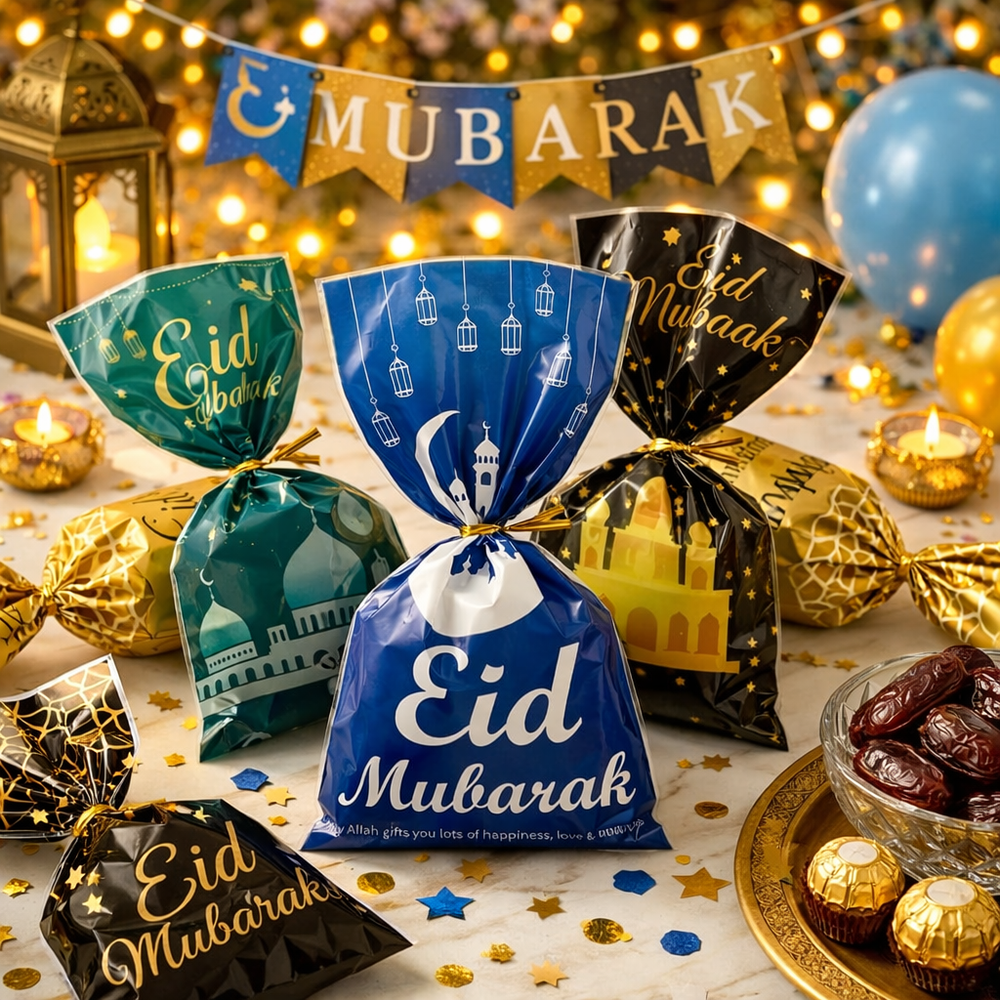 Eid  Ramadan Mubarak Sweet Bags Filled With Halal Jelly Sweets (£3.00 each)